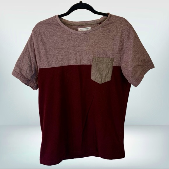 Denim & Flower Other - Denim & Flower Men’s Maroon Colorblock T-Shirt, size L
